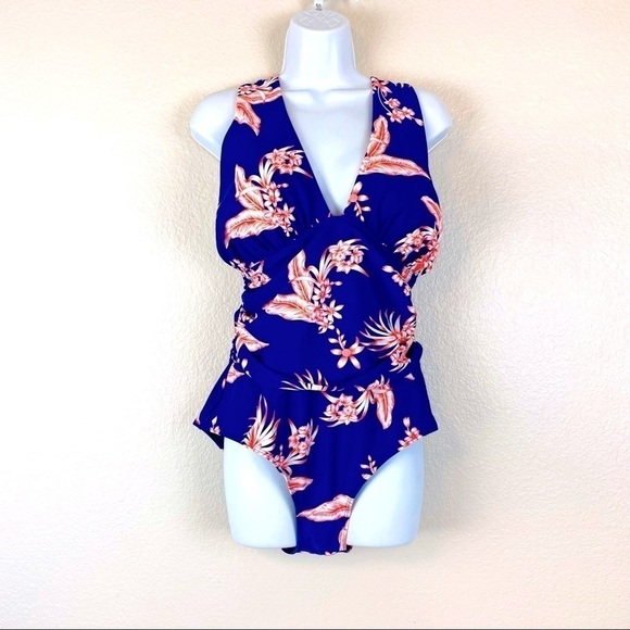 You Di An V Neck One Piece Floral Swim Suit Size 2X - Picture 1 of 8